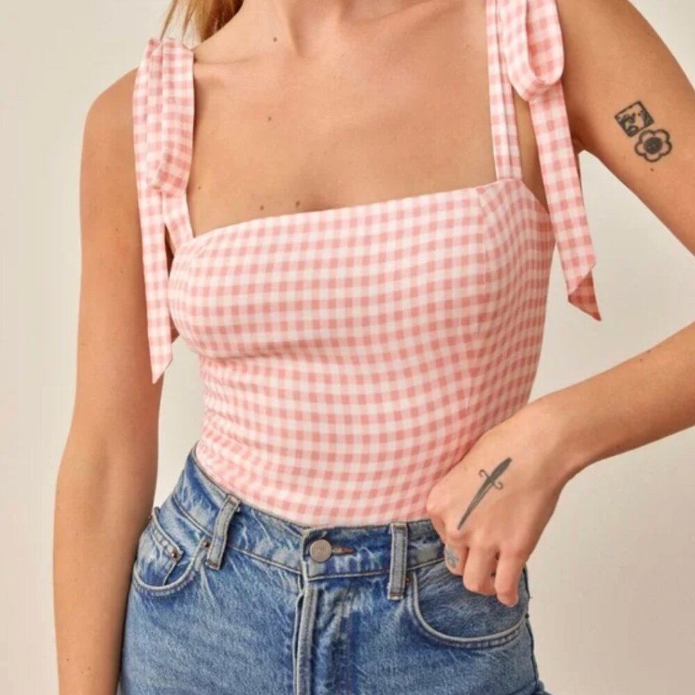 Reformation Ellora Top Blush Check - Size 0